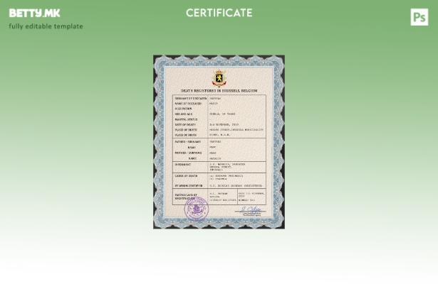 Модерен стил Белгија од витално значење запис за смртен шаблон PSD шаблон